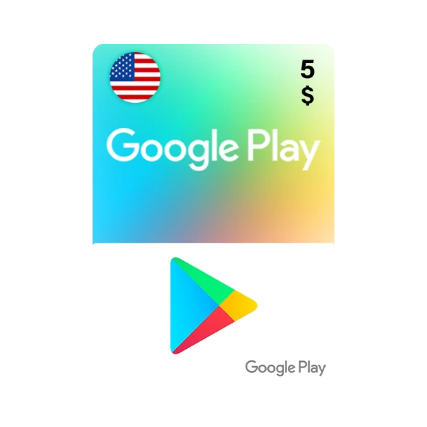 بطاقة جوجل بلاي 5 دولار المتجر الأميركي - (تعمل داخل الولايات المتحده فقط) - Google Play 5$